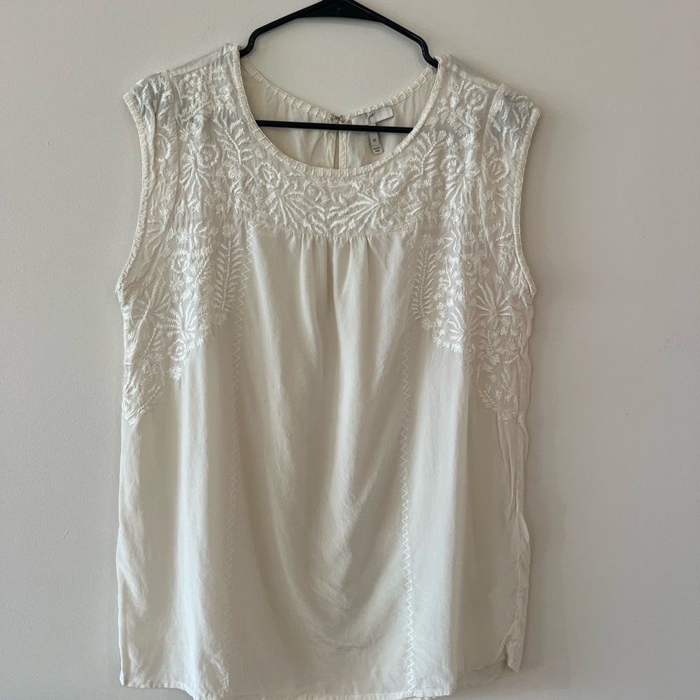 Joie White Embellished Sleeveless Blouse